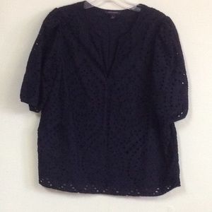 Banana Republic black eyelet short sleeves top